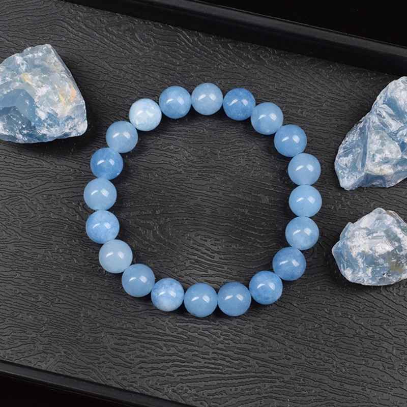 Ginalyn - Armband med Naturliga Akvamarin-Kvarts-Pärlor